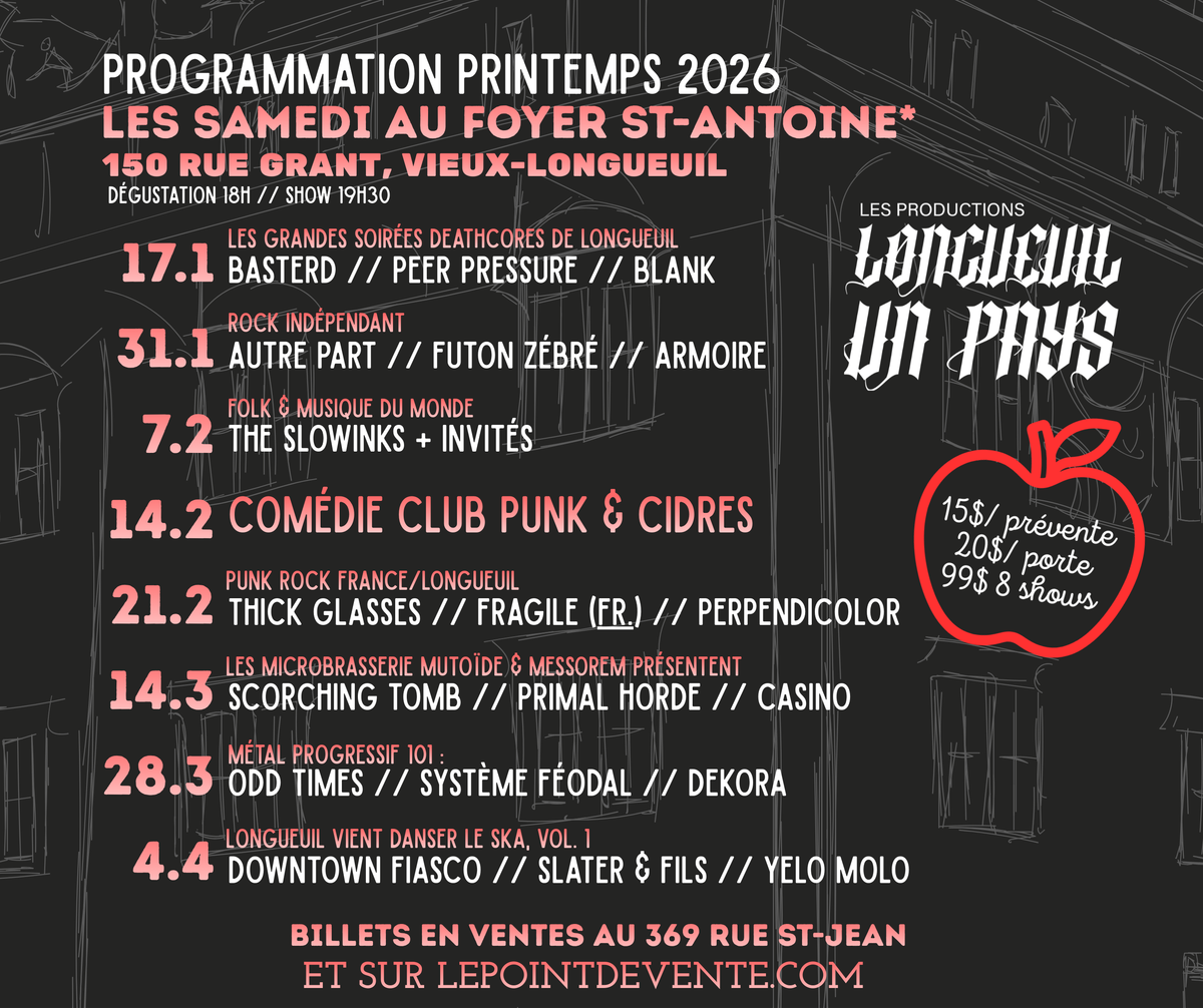 PASSE DE SAISON - SAMEDIS PUNK ET CIDRES AU FOYER ST-ANTOINE