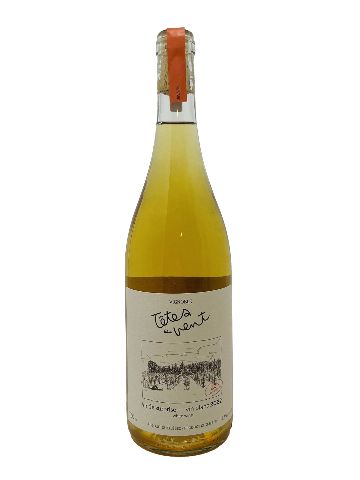 Vignoble Têtes au Vent vin Air de surprise 2022- Vin blanc nature du Vignoble Têtes au Vent