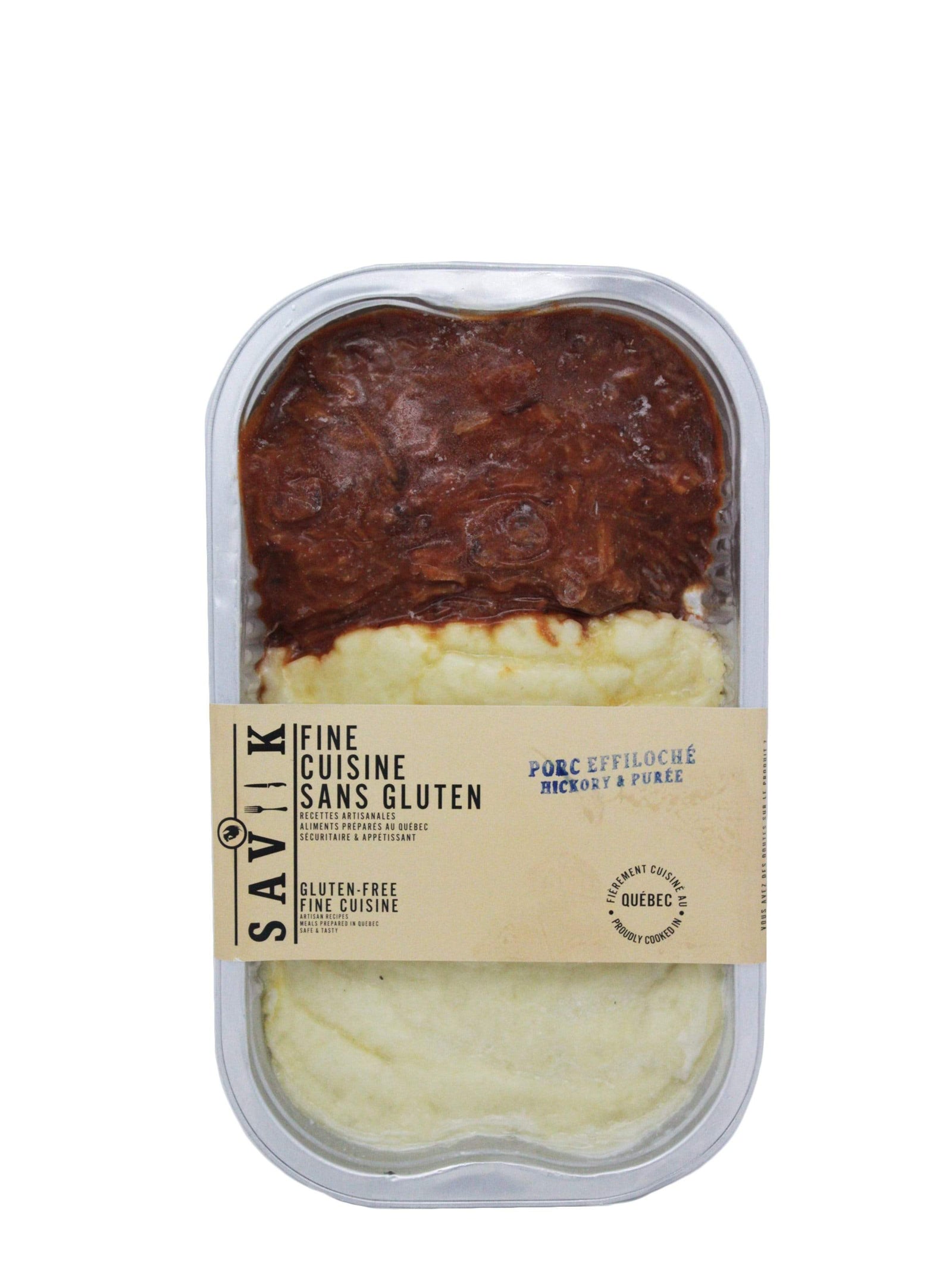 Saviik épicerie Effiloché de porc (Hickory) - Plat cuisiné sans gluten de Saviik