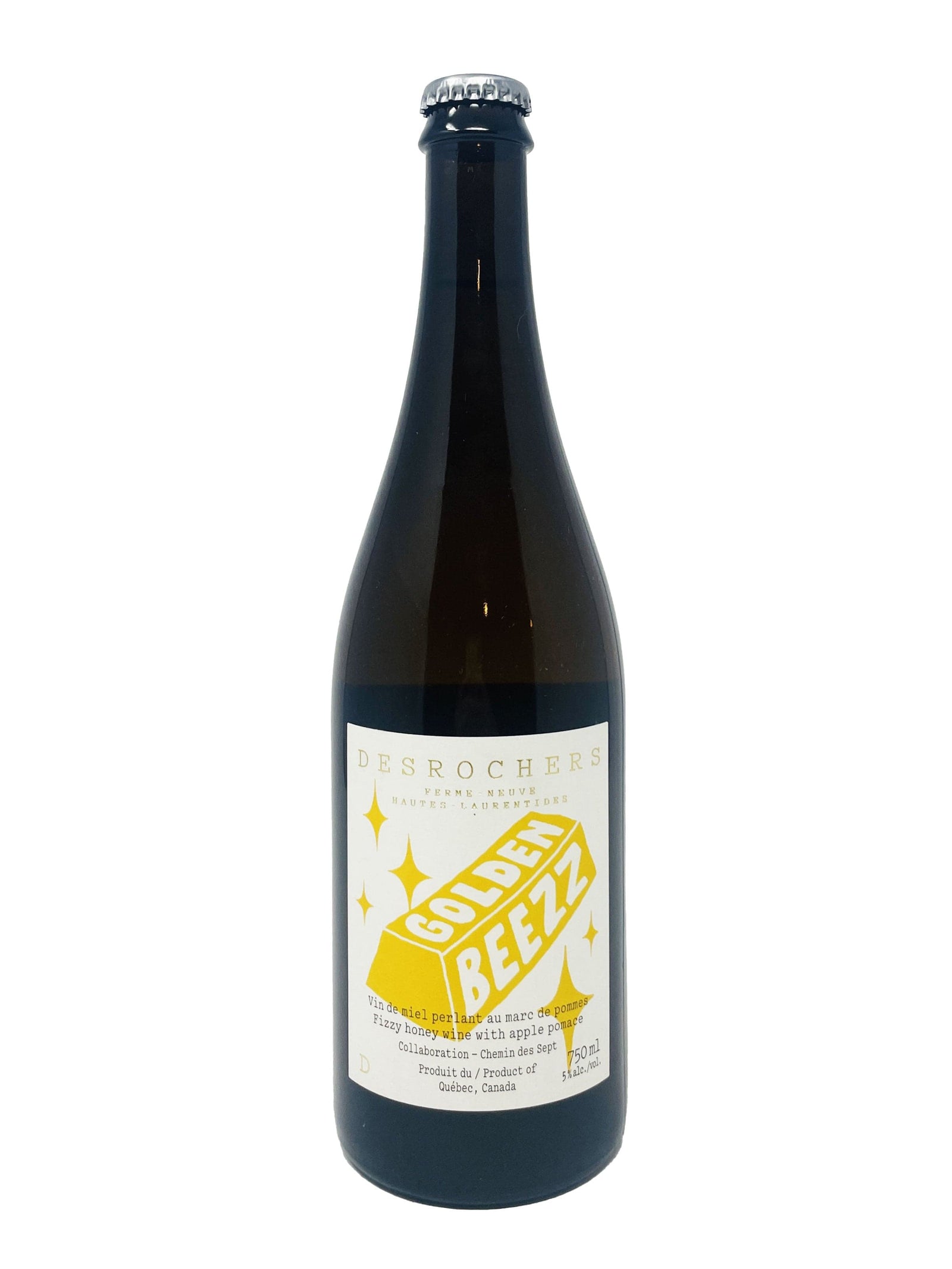 Ferme Apicole Desrochers D. Vins Golden Beezz - Vin de miel perlant aux marc de pommes de la cidrerie chemin des Sept