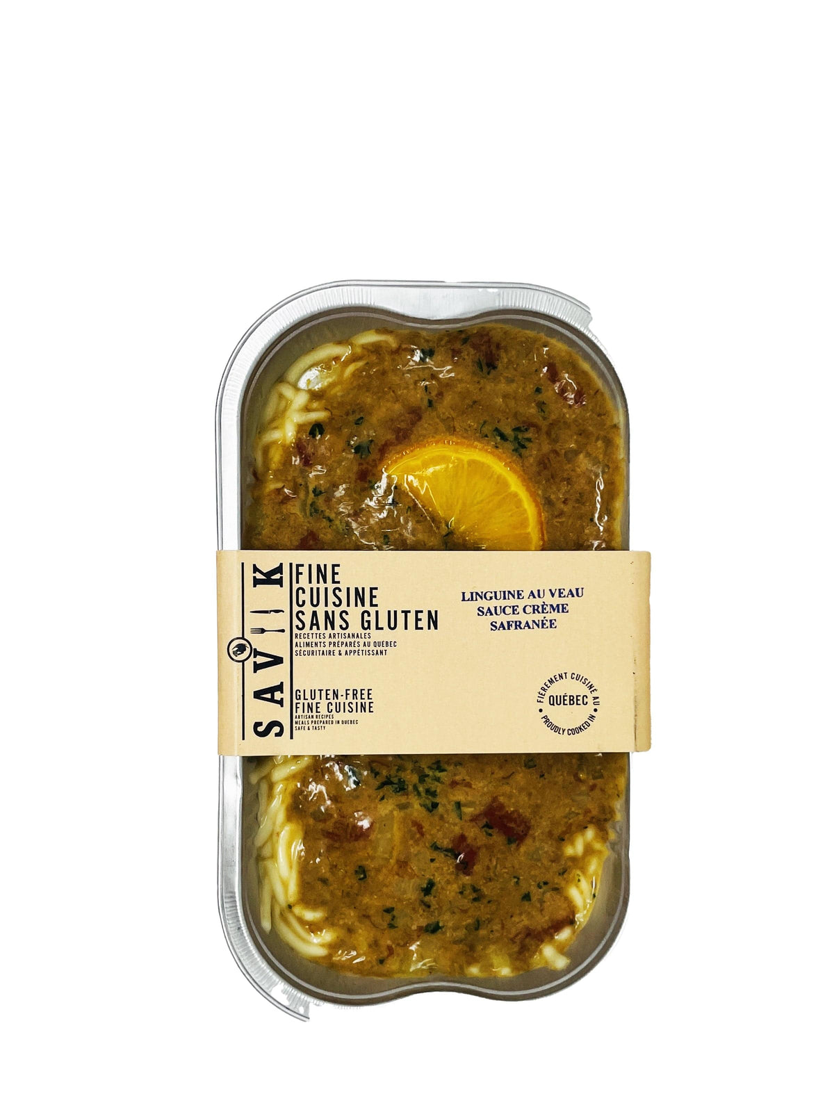 Saviik Aliments Linguini au Veau et sauce crémeuse à l&#39;orange et safran  - Plat cuisiné sans gluten de Saviik