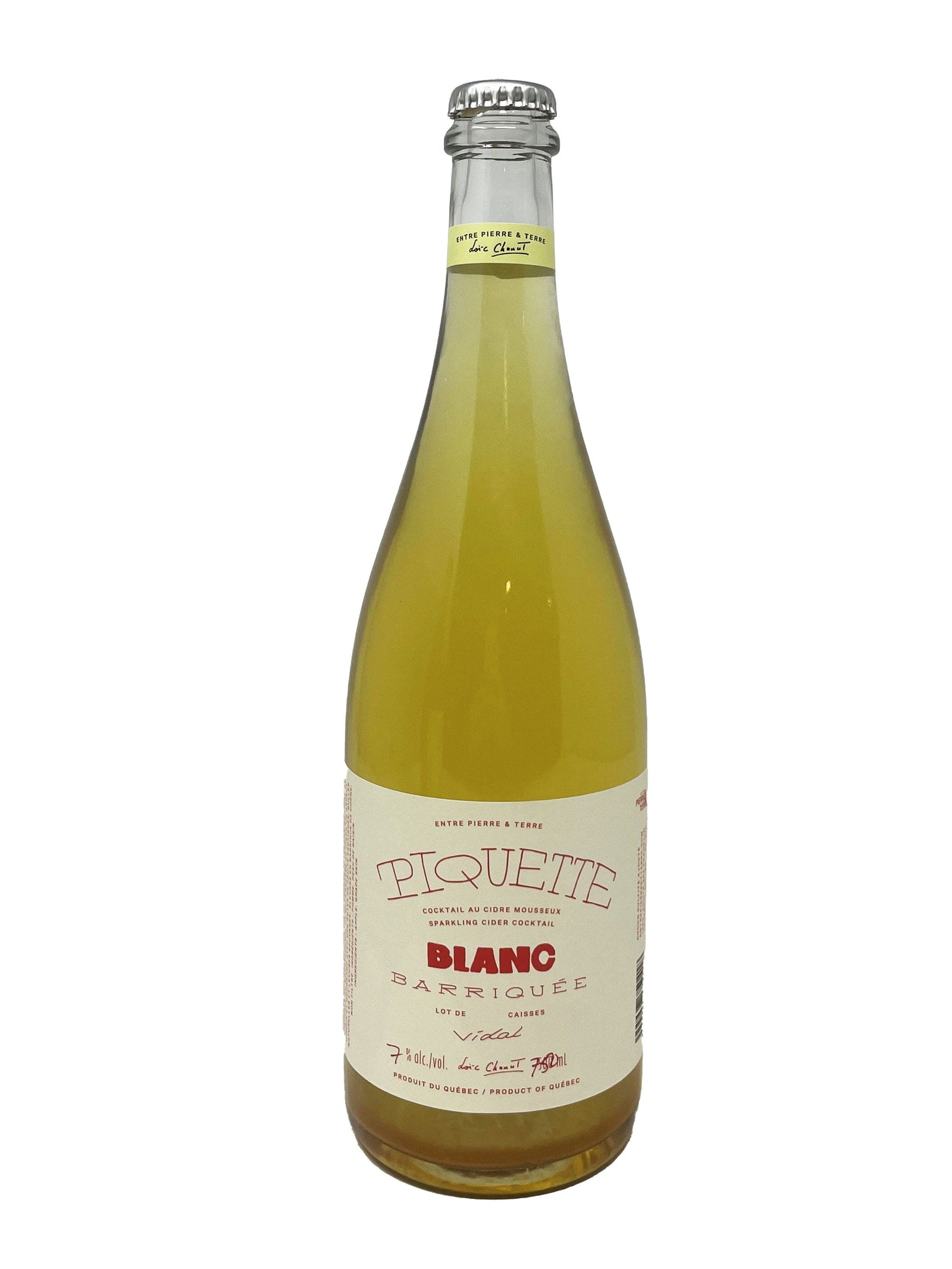Entre Pierre et Terre Cidre Piquette Blanc Vidal barriquée - Cidre de la Cidrerie Entre Pierre & Terre