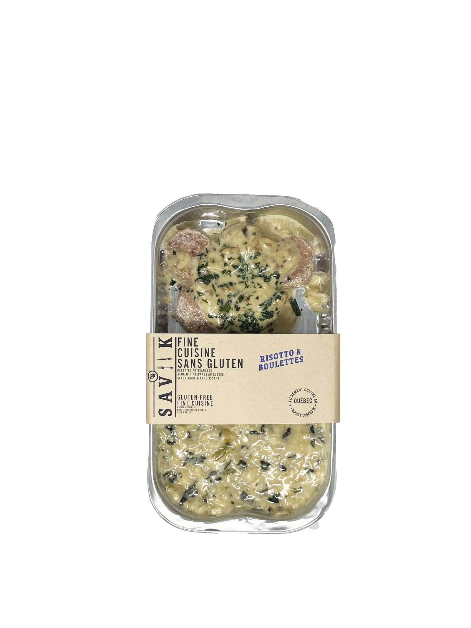 Saviik Aliments Risotto sauce champignon/boulette porc pancetta - Plat cuisiné sans gluten de Saviik