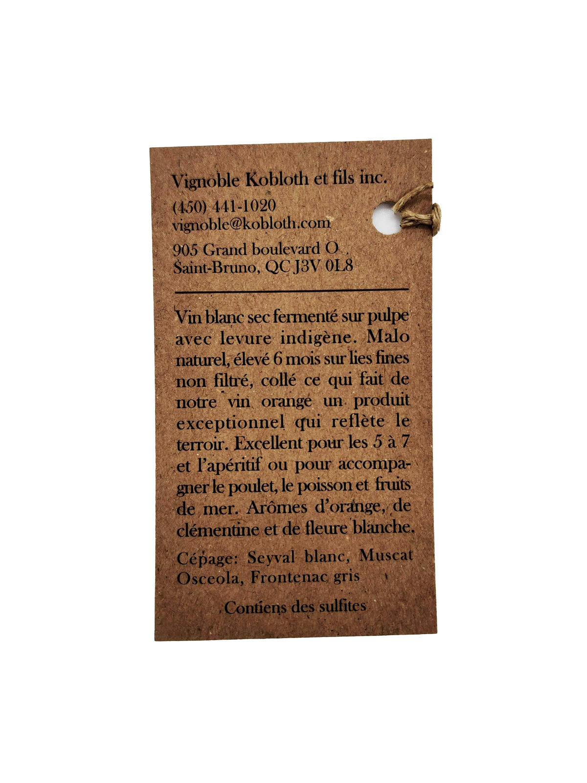 Vignoble Kobloth vin Vin Orange Nature - Vin orange du Vignoble Kobloth